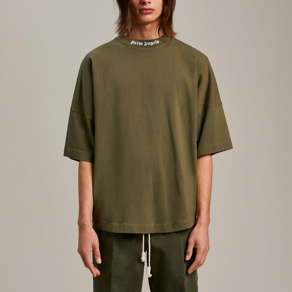 SOLD -Palm Angels Military Green Classic Logo Over T-Shirt - Picture 8 of 11